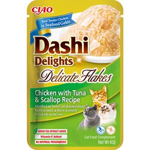 Inaba Dashi Delights Delicate Flakes kat Kip met tonijn en sint-jacobsschelp