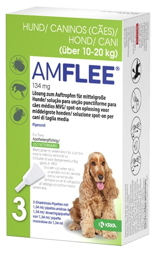 Amflee Spot On Anti Vlooien en Teken Druppels Hond 10-20 kg 3 pipetten