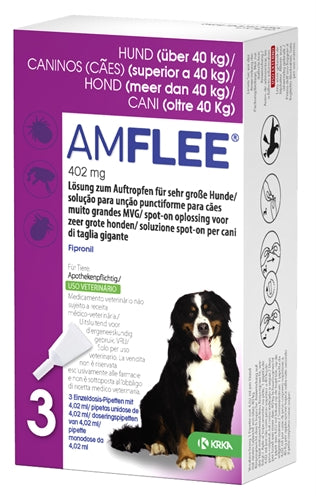 Amflee Spot On Anti Vlooien en Teken Druppels Hond>40 kg 3 pipetten