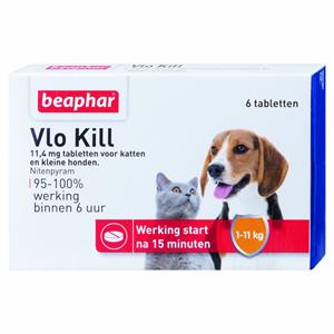 Beaphar 2x  Vlo Kill Anti Vlooien Tabletten Hond/Kat 1 -11 kg 6 tabletten