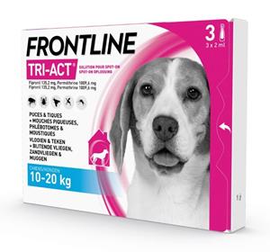 Frontline Tri-Act Anti Vlooien en Teken Druppels M 3 pipetten