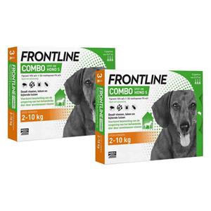 Frontline 2x  Combo Spot On Anti Vlooien en Teken Druppels Hond 2 - 10 kg 3 pipetten