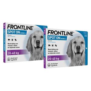 Frontline 2x  Spot On Anti Vlooien en Teken Druppels Hond L 20 - 40 kg 3 pipetten