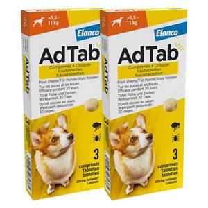 AdTab 2x  Anti Vlo en Teek Kauwtabletten Hond>5,5-11 kg 3 tabletten