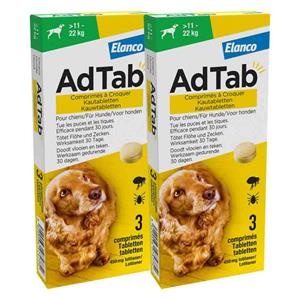 AdTab 2x  Anti Vlo en Teek Kauwtabletten Hond>11-22 kg 3 tabletten