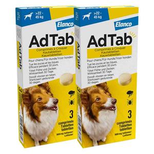 AdTab 2x  Anti Vlo en Teek Kauwtabletten Hond>22-45kg 3 tabletten