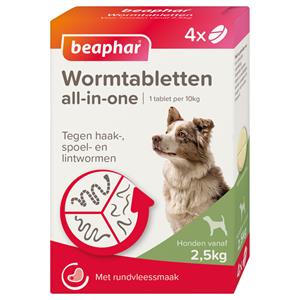 Beaphar 6x  All-in-one Ontworming Tabletten Hond 2,5 - 40 kg 4 tabletten