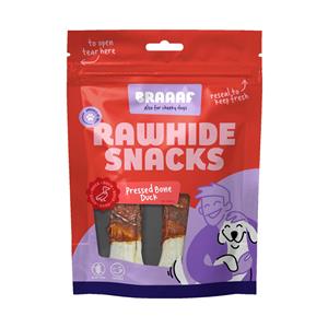 Braaaf 3x  Geperst Bot Hondensnack Eend 12,5 cm 130 gr