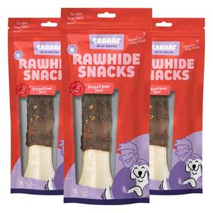 Braaaf 3x  Geperst Bot Hondensnack Eend 20 cm 175 gr