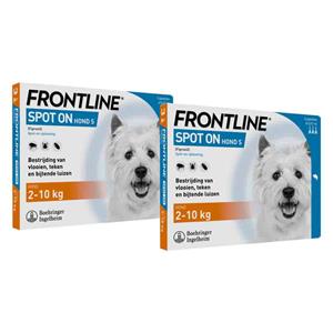 Frontline 2x  Spot On Anti Vlooien en Teken Druppels Hond S 2 tot 10 kg 3 pipetten