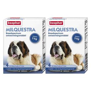 Beaphar 2x  Milquestra Ontworming Tabletten Hond 5 - 75 kg 4 tabletten
