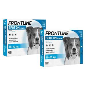 Frontline 2x  Spot On Anti Vlooien en Teken Druppels Hond 10 - 20 kg 6 pipetten