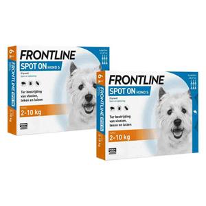 Frontline 2x  Spot On Anti Vlooien en Teken Druppels Hond 2 - 10 kg 6 pipetten