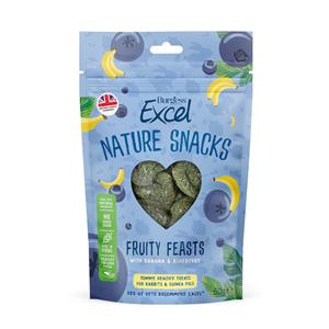 & 60g  Excel Nature Snacks Fruitige Feasts voor konijnen Cavia's