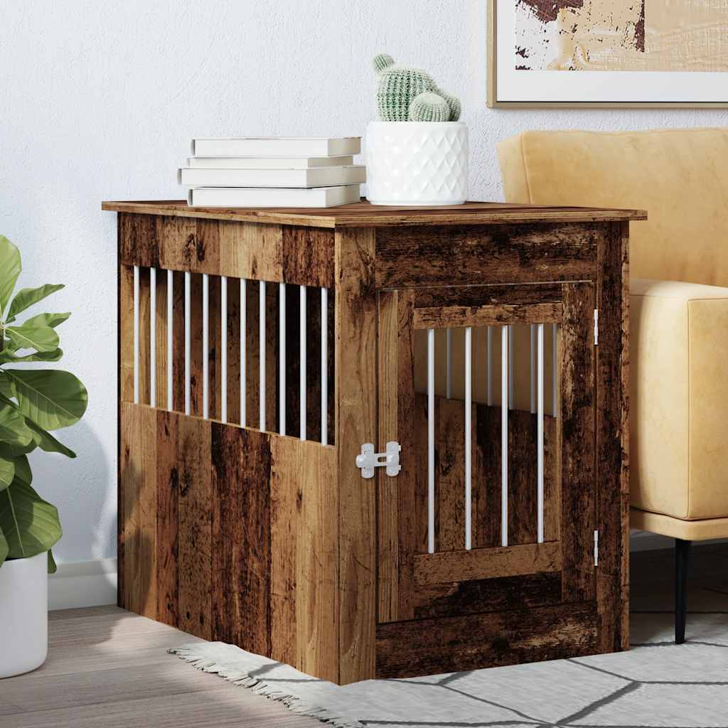 VidaXL Hondenbench 55x80x68 cm bewerkt hout oud houtkleurig