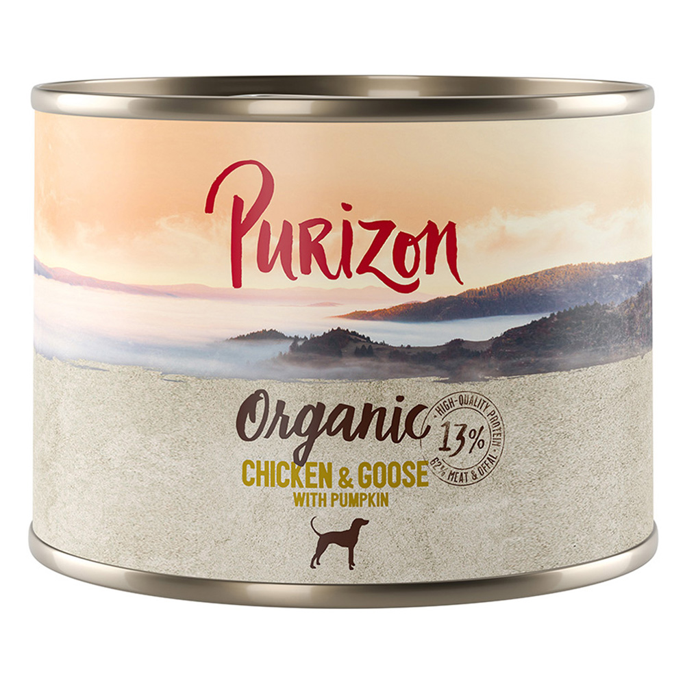 Purizon 6x200g Organic Kip en gans met pompoen Adult  Hondenvoer