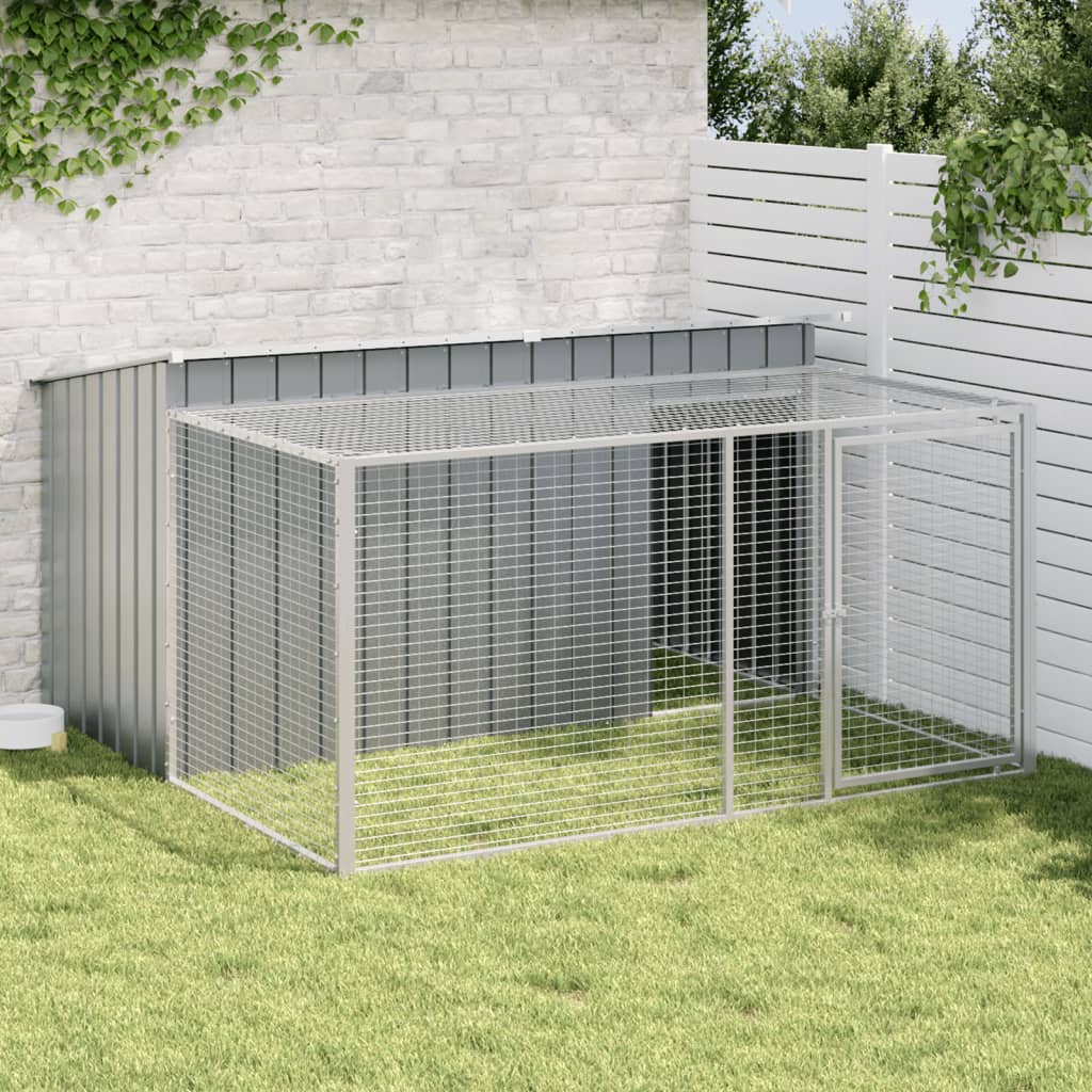 VidaXL Hondenhok met ren 197x194x110 cm staal antracietkleurig
