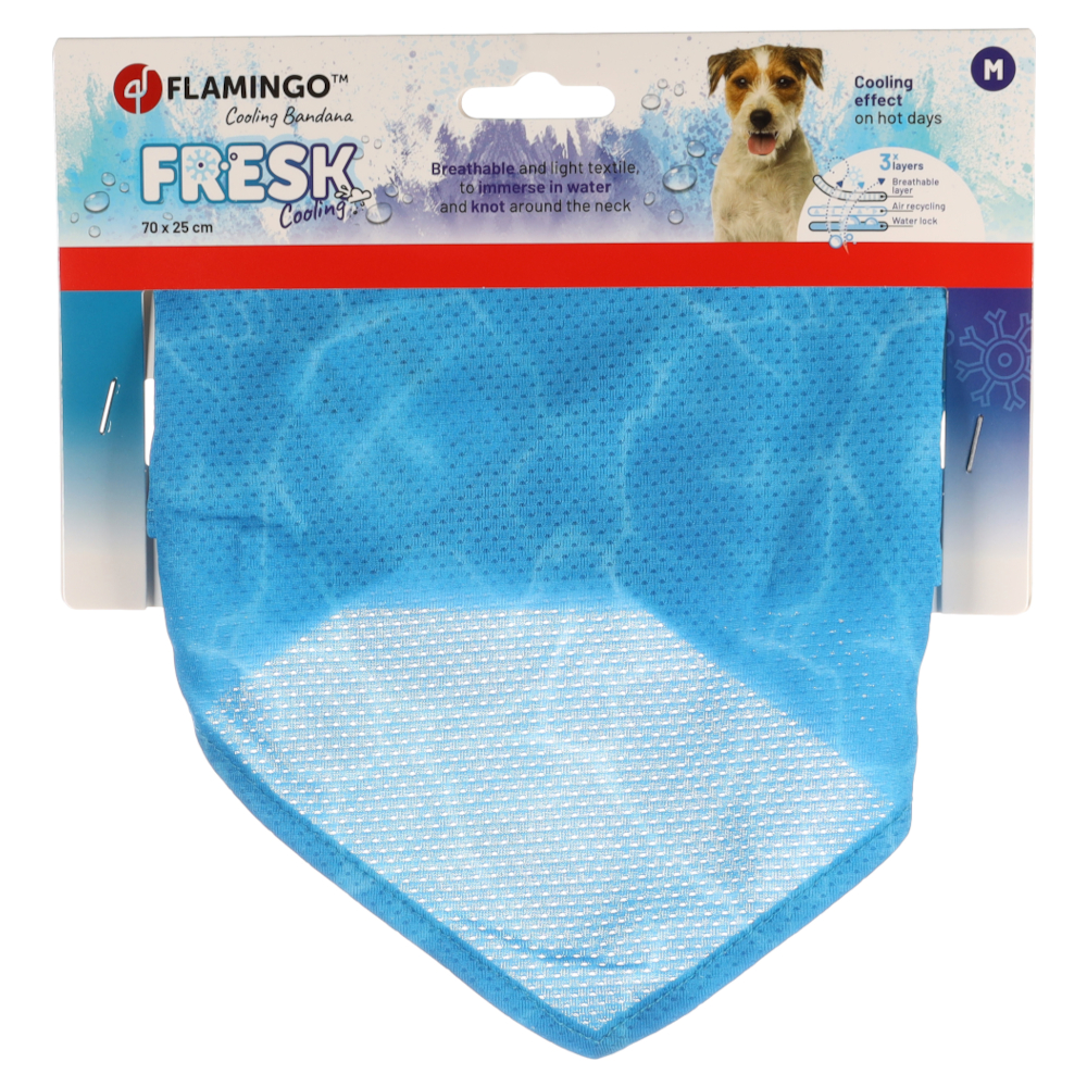 FLAMINGO koelbandana Fresk Inou, blauw maat M 70x25cm hond