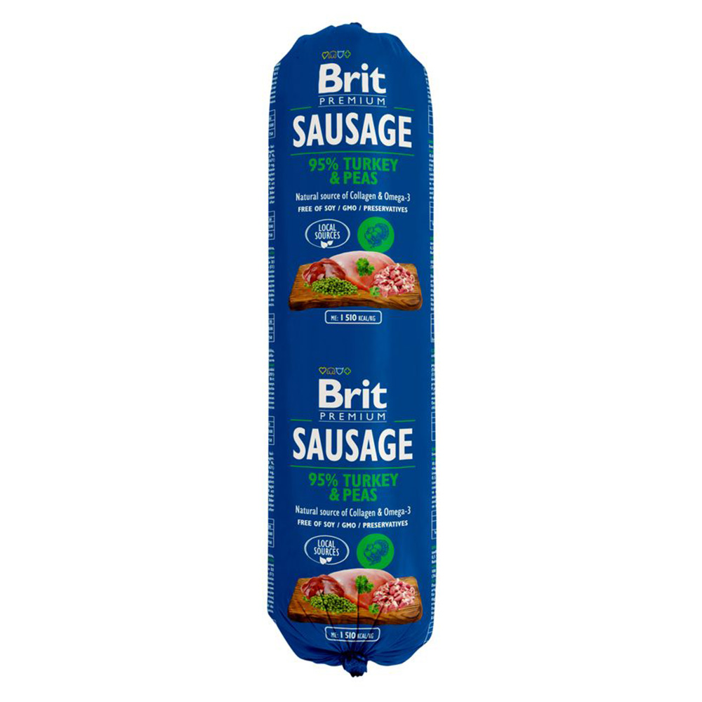 Brit Premium Brit Sausage natvoer - Kalkoen & Erwten (1 x 800 g)