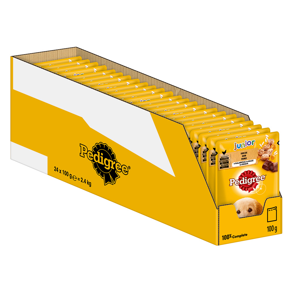Pedigree 24x 100g  Junior verszakjes multipack kip in gelei nat hondenvoer