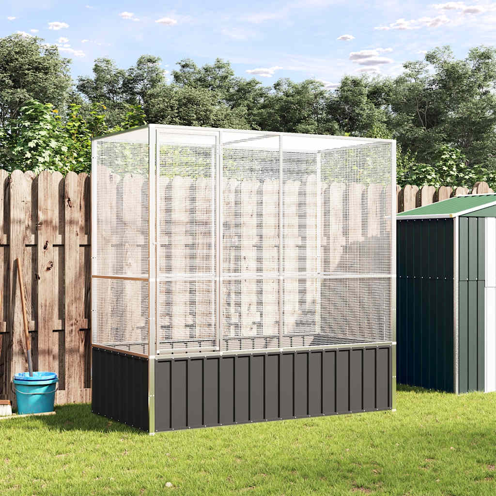 vidaXL Volière 210,5x107x212 m staal zilverkleurig