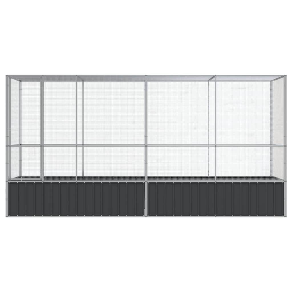 vidaXL Volière met verlengstuk 418,5x107x212 m staal zilverkleurig