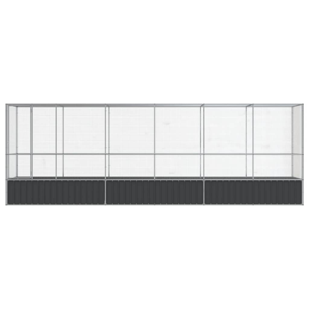 vidaXL Volière met verlengstuk 626,5x107x212 m staal zilverkleurig