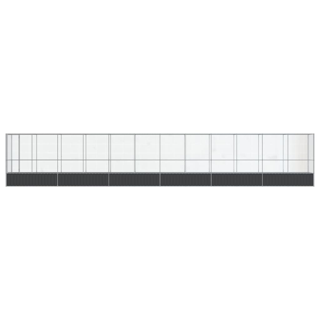 vidaXL Volière met verlengstuk 1250,5x107x212 m staal zilverkleurig