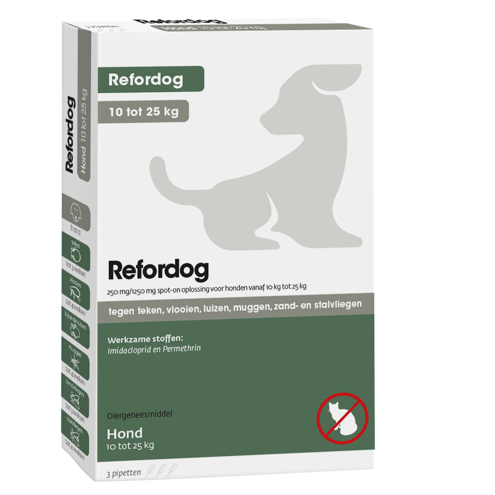 Tick Off Refordog Spot-on 250 mg 10 kg tot 25 kg 3 stuks