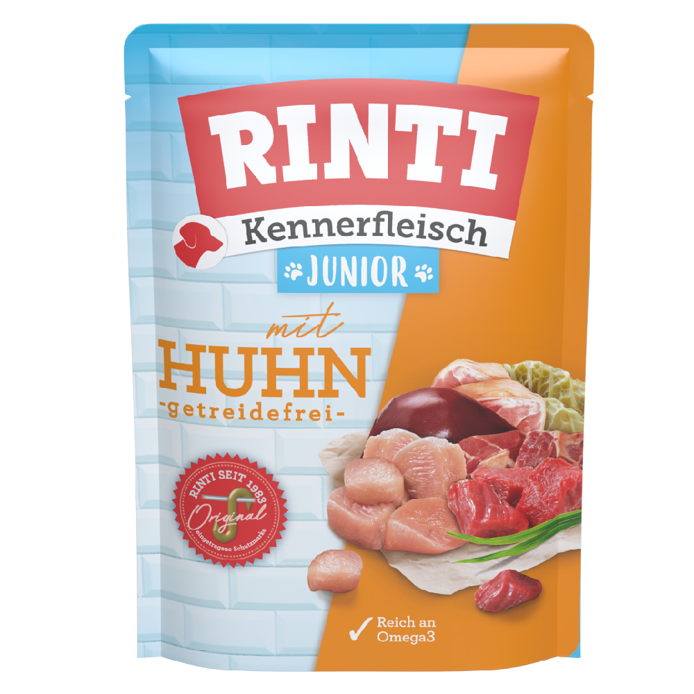 Rinti 10x400g  Kennerfleisch Zakken Junior Kip natvoer voor honden