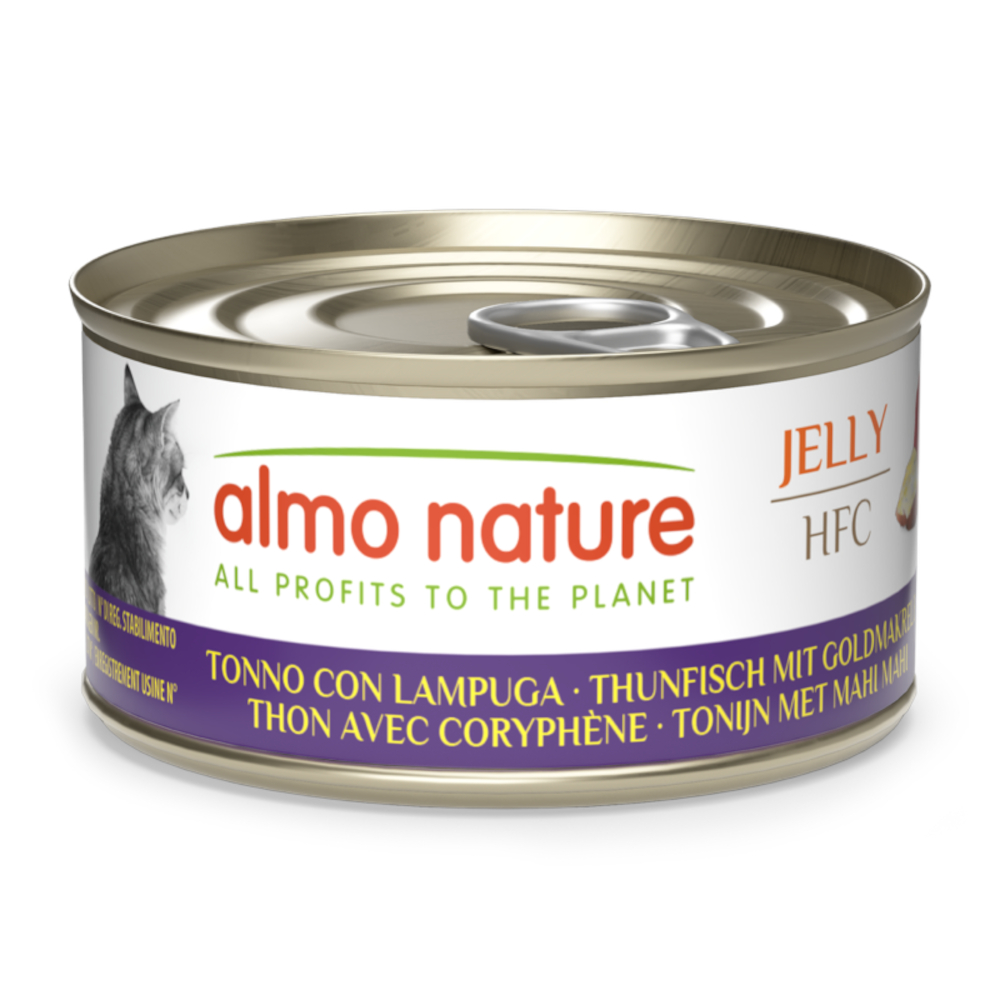 Almo Nature HFC 6x70g  Gelei Tonijn met goudmakreel natvoer voor katten
