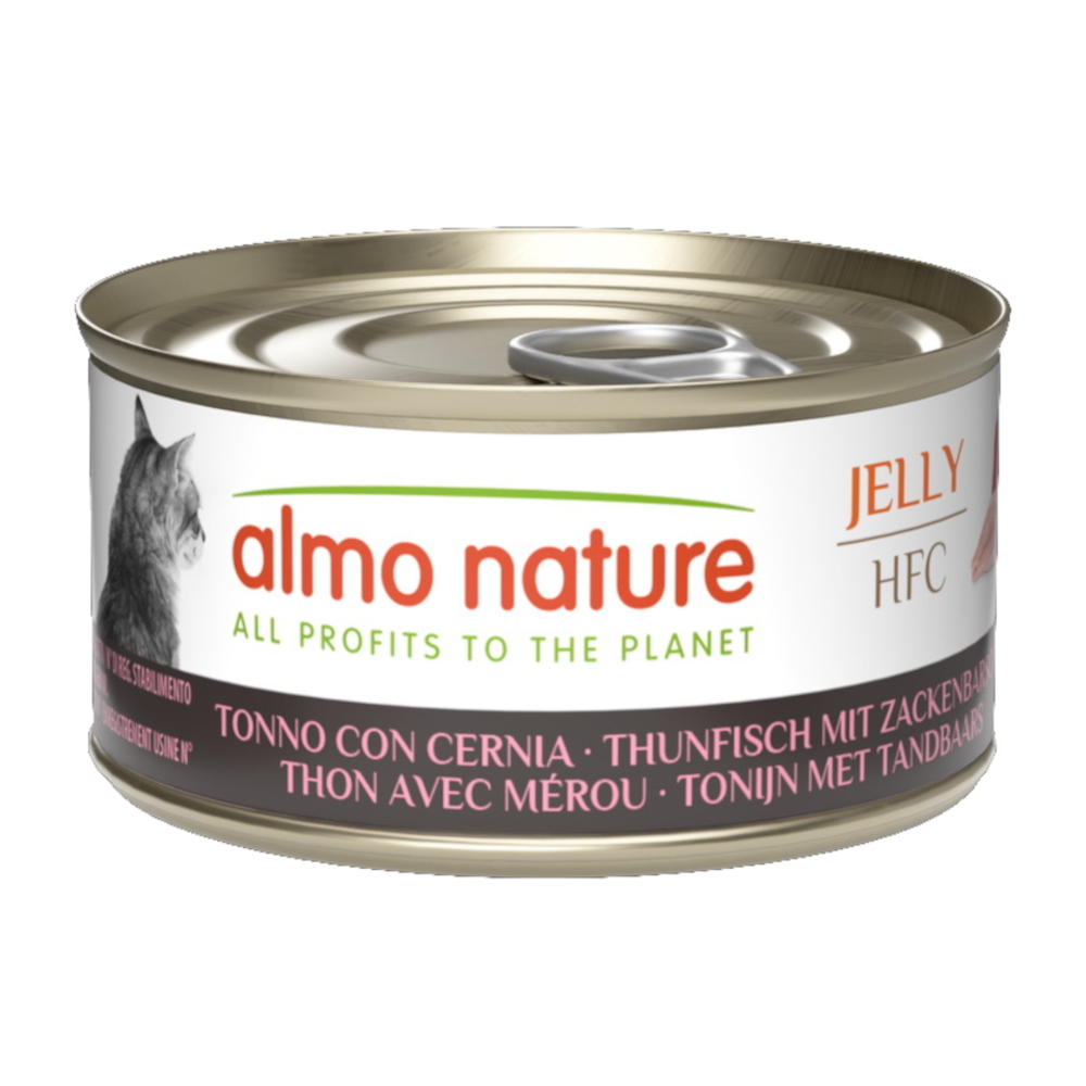 Almo Nature HFC 6x70g  Gelei Tonijn met Tandbaars natvoer voor katten