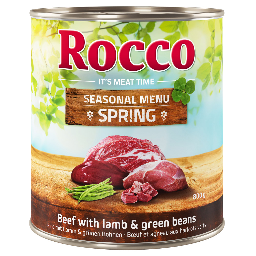 Rocco 6x800g Lente Menu Lam met Sperziebonen  Natvoer Honden