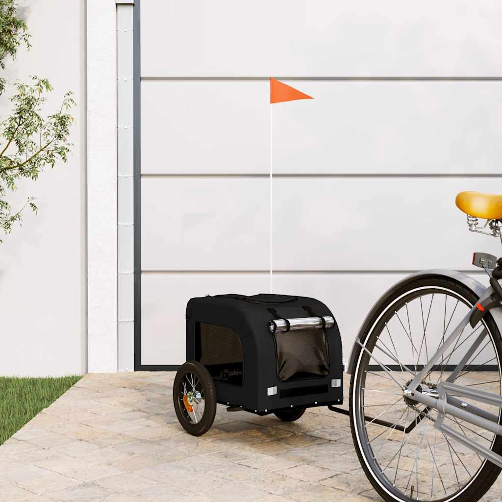 VidaXL Hondenfietstrailer oxford stof en ijzer zwart