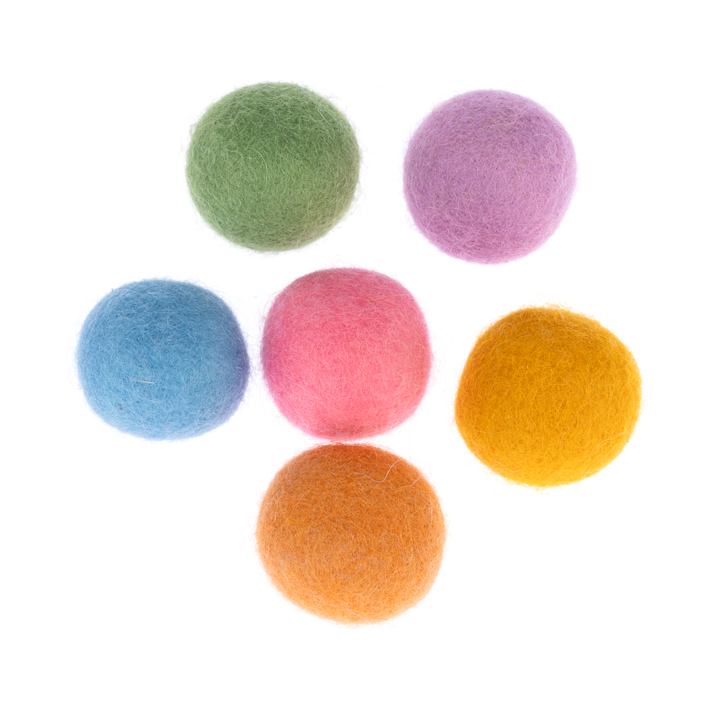 TIAKI kattenspeelgoed vilten ballen - set van 6 (Ø3cm elk)