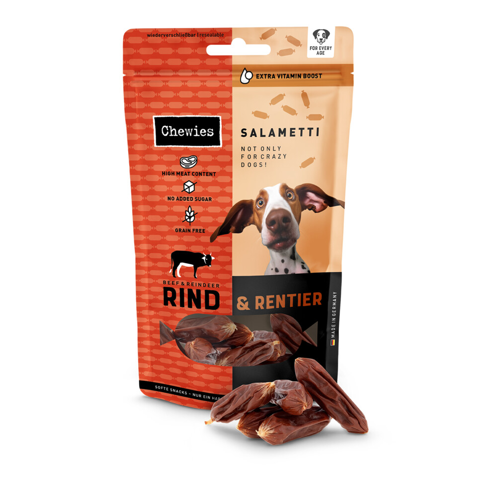 Chewies 8x  Salametti Hondensnack Rund&Rendier 200 gr