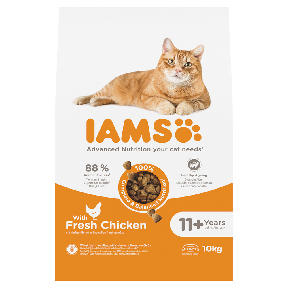 Iams 10kg  Advanced Nutrition Senior droogvoer voor katten 11+ met kip