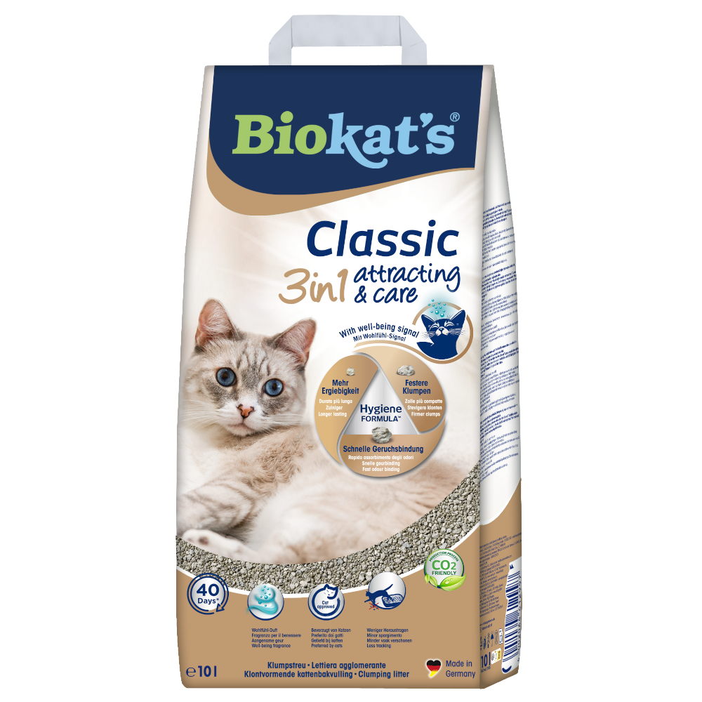 BioKat's Klassieke aantrekkingskracht & Verzorging 10l kattenbakvulling