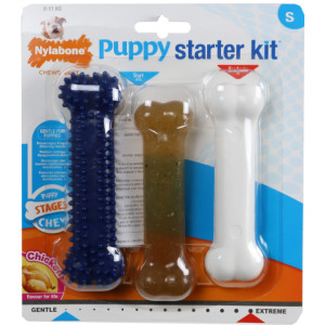 Nylabone Puppy Starterkit nylon kauwbotten (kipsmaak) Per verpakking