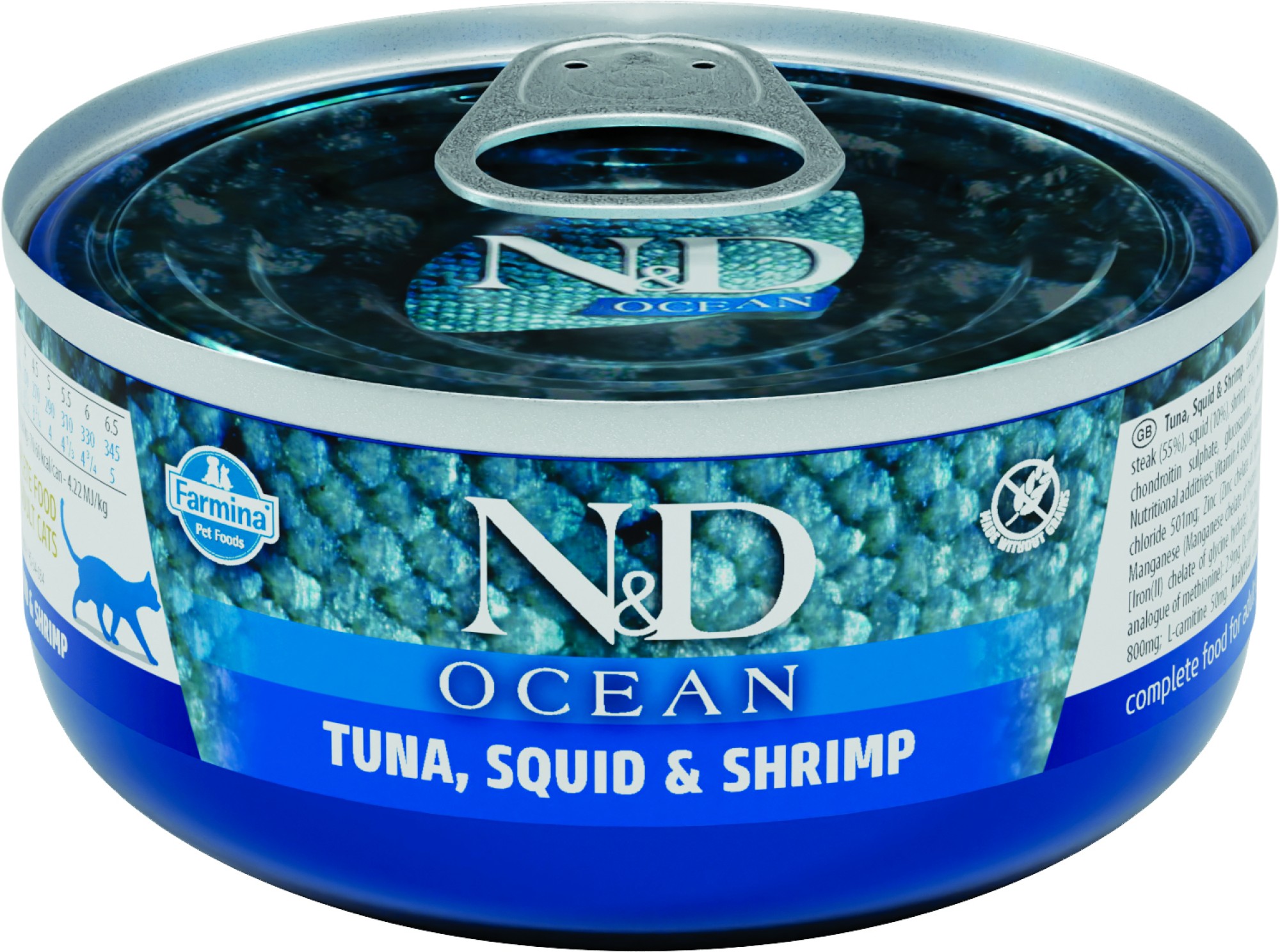 N&D Ocean natvoeding voor de kat Tonijn met Inktvis 70 gr. - per 24 stuks