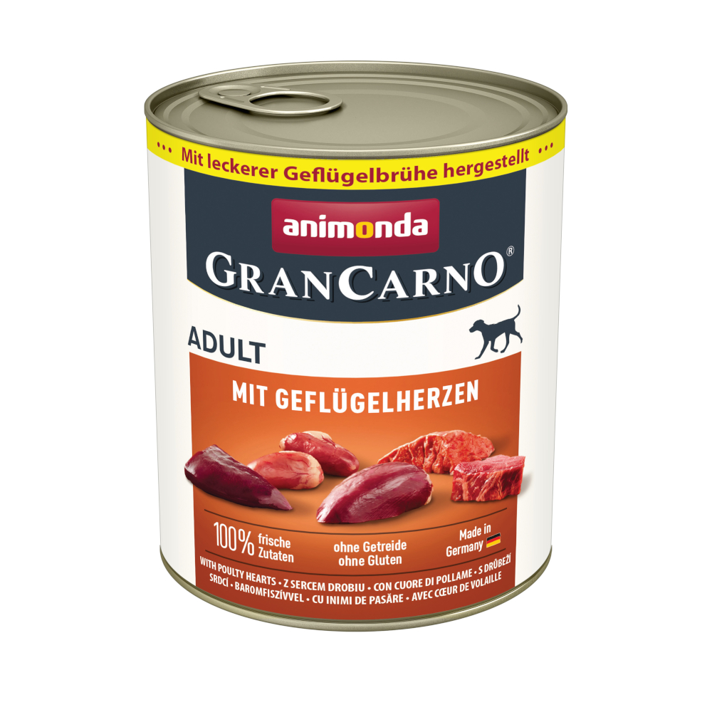 Animonda GranCarno Voordeelpakket  Original Adult 12 x 800 g - met Gevogeltehartjes