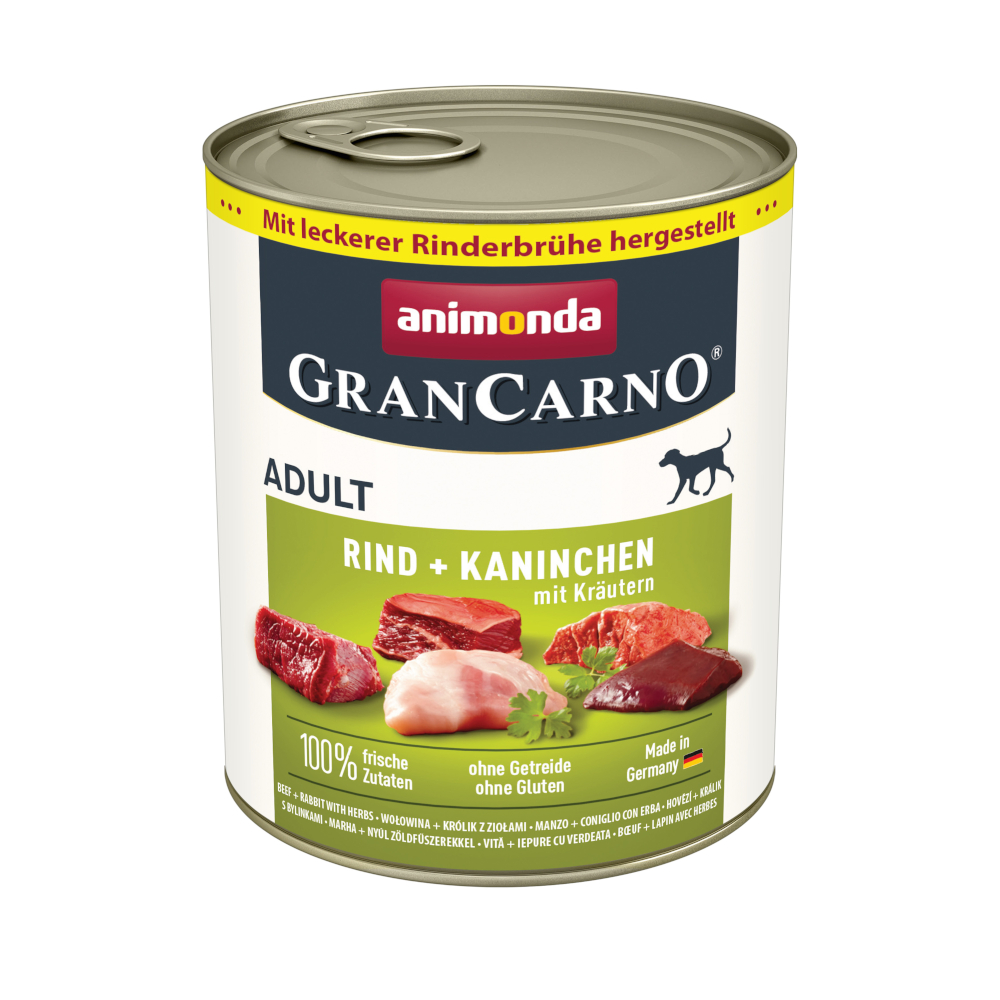 Animonda GranCarno Voordeelpakket  Original Adult 12 x 800 g - Rundvlees + Konijn met Kruiden