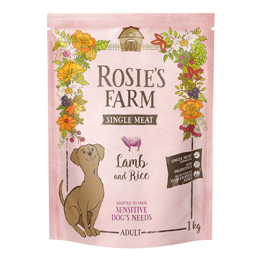 Rosie's Farm 1kg  Single Meat Adult Lam met Rijst droogvoer voor katten