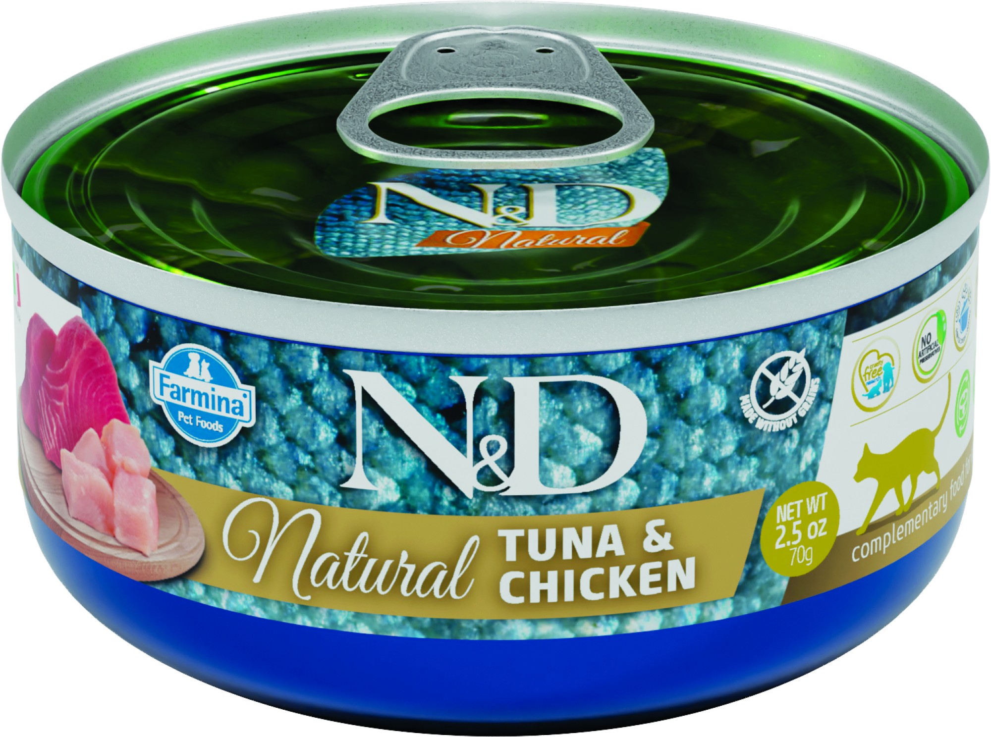 N&D Natural natvoeding voor de kat Tonijn met Kip 70 gr. - per 30 stuks