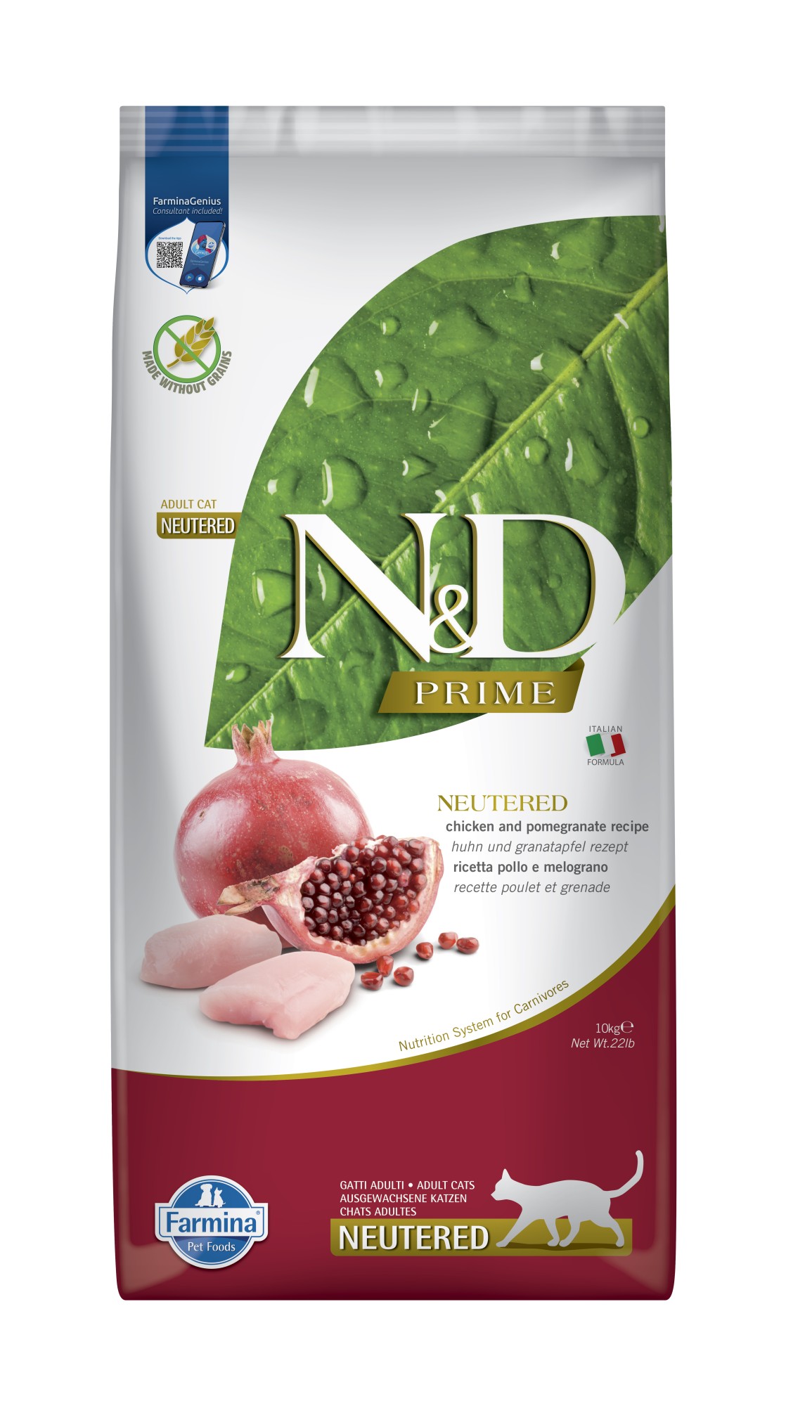 N&D Prime voeding voor de gecastreerde kat Kip 10 kg