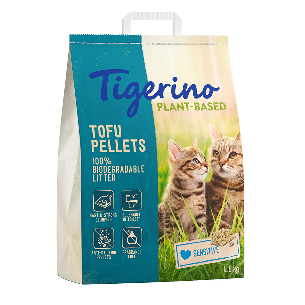 Tigerino 3x 11l (13,8kg)  Plantaardige Tofu Kattenbakvulling - Gevoelig, geurvrij