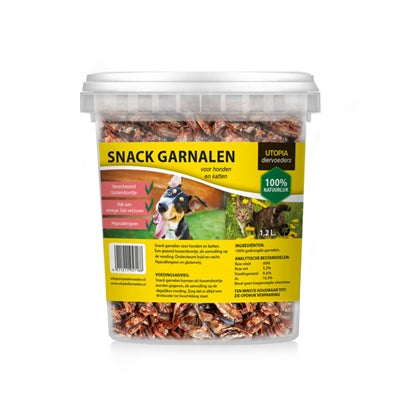 Utopia gedroogde snack garnalen voor hond en kat