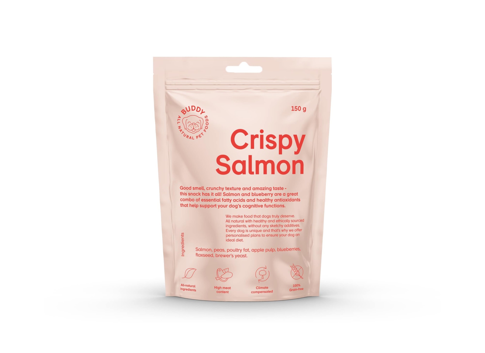 BUDDY Crunchy hondensnack Zalm met blauwe bessen 150 gr.