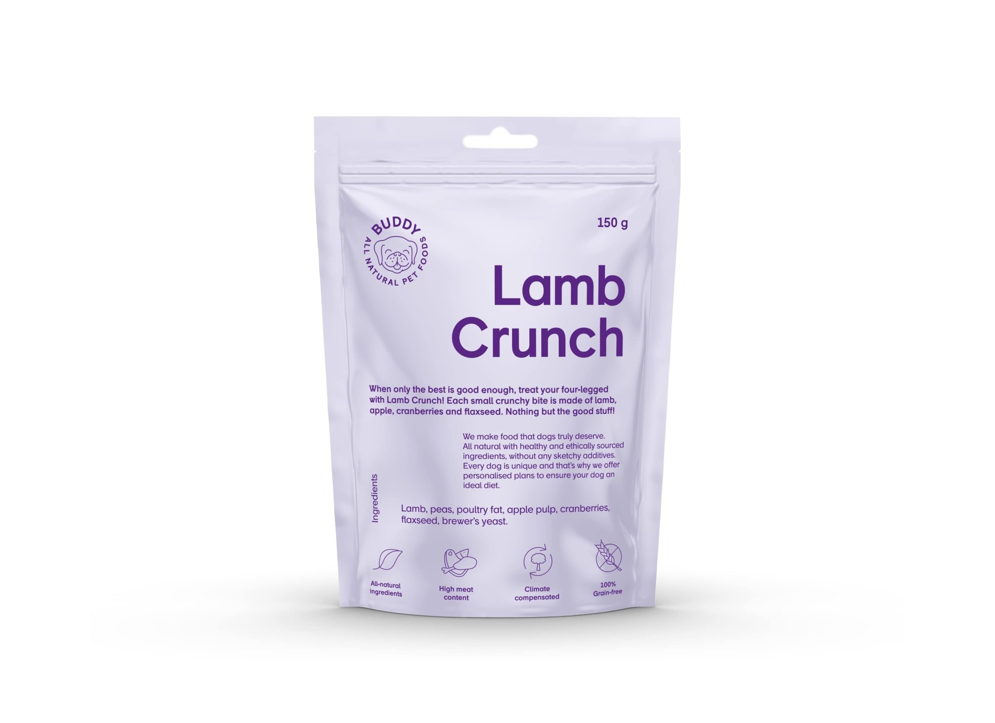 BUDDY Crunchy hondensnack Lam met veenbessen 150 gr.