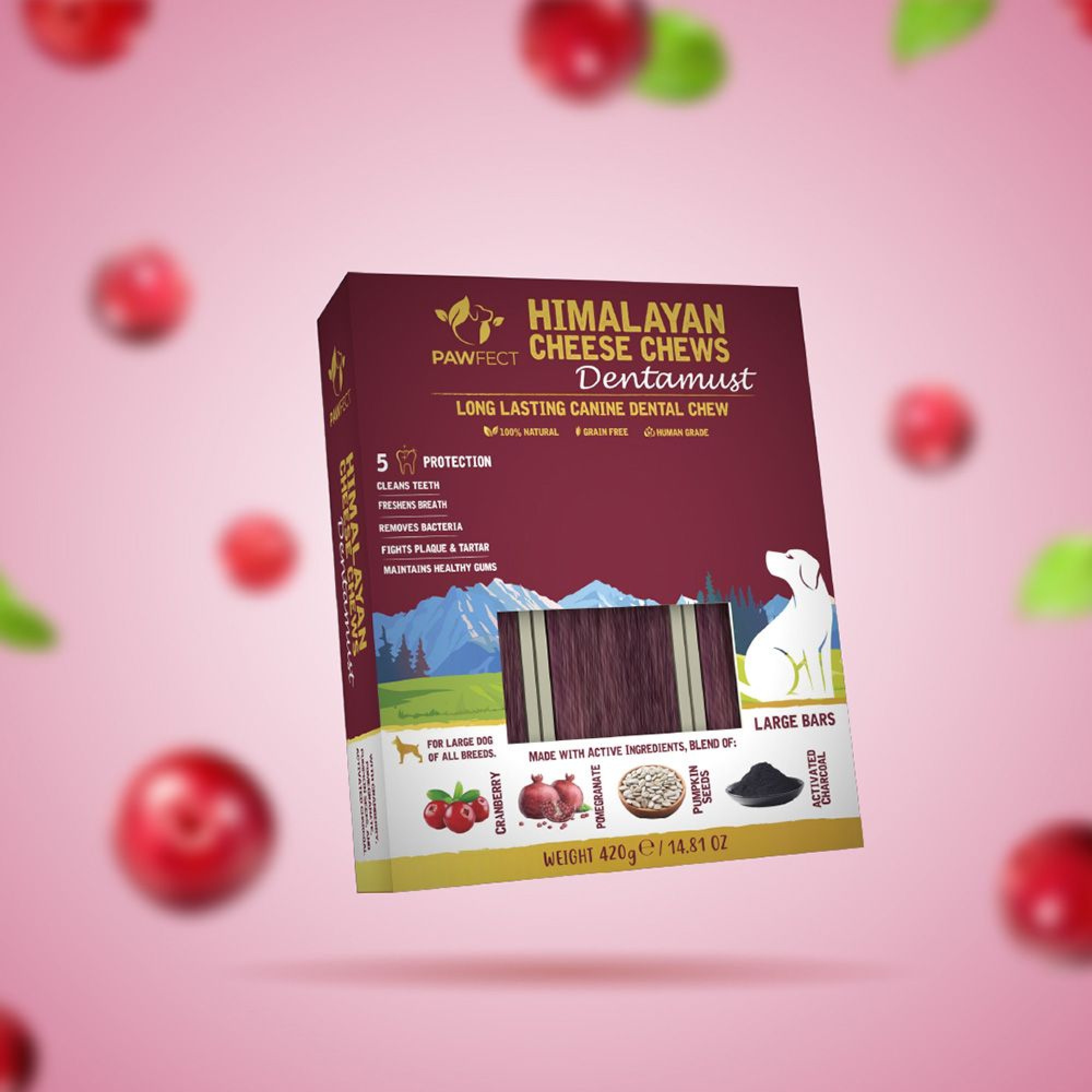 Pawfect Dentamust Bars Veenbessen Large 420 gr.